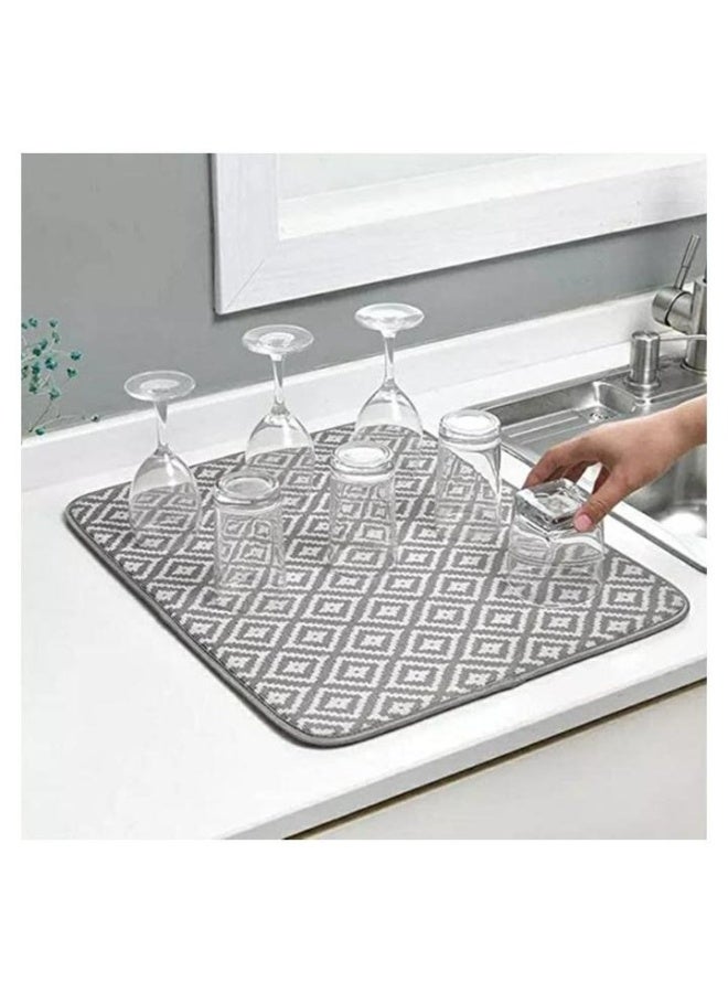 حصيرة تجفيف أطباق عالية الامتصاص - ألوان وأنماط عشوائية، خفيفة الوزن وسهلة التنظيف، تحمي الأسطح أثناء تجفيف الأطباق والأكواب وأدوات الطبخ وأدوات المطبخ - Image 5